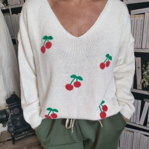 Pull motif cerise