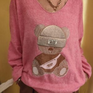 "Pull très doux et confortable, design original, convient aux tailles 36 à 46 pour un look tendance et polyvalent."